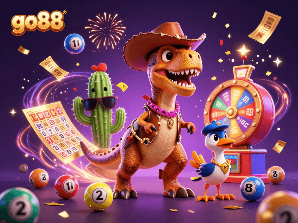 Experience the thrill of winning at go88 with colorful lottery elements and exciting characters!