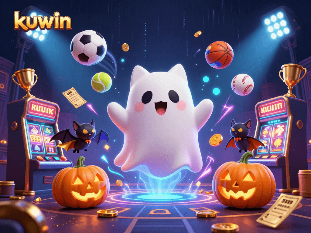 Win big with kuwin in a vibrant haunted casino scene featuring ghostly characters.