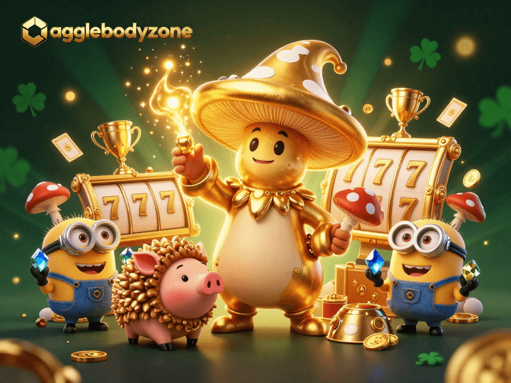 Join the fun at agilebodyzone with golden treasures and vibrant slot games in this dynamic gaming scene.