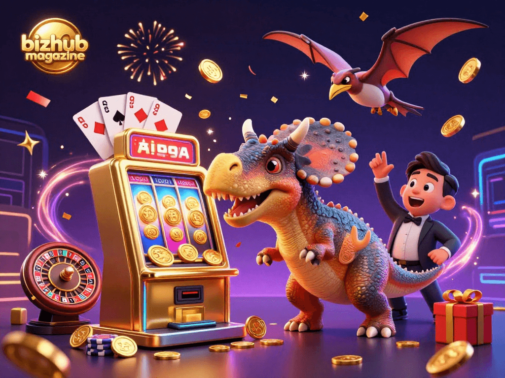 Experience thrilling wins at bizhubmagazine with a pachycephalosaurus jackpot scene!