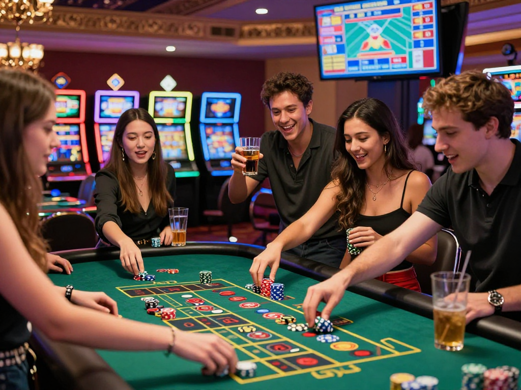 Giocatori emozionati nei migliori casino online, scommettendo al tavolo della roulette.