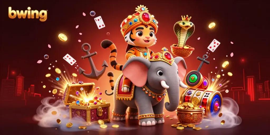 Experience the thrill of bwing with a vibrant casino scene featuring a magical tiger and elephant.