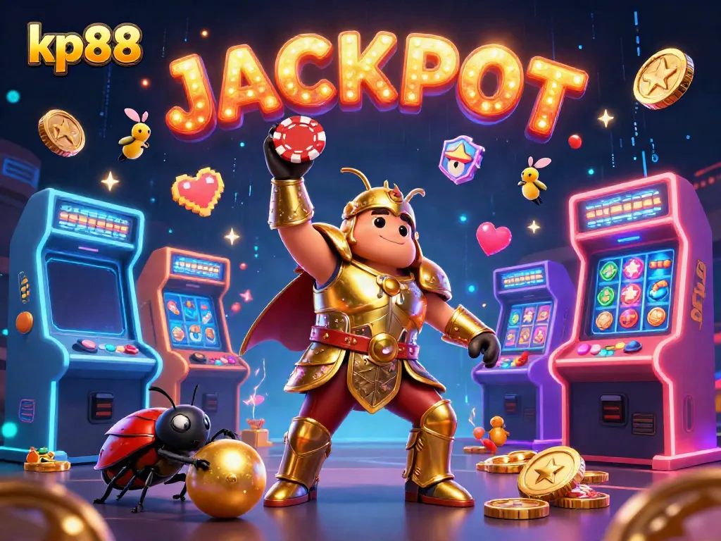 Experience the thrilling world of kp88 as our heroic beetles celebrate a casino jackpot!