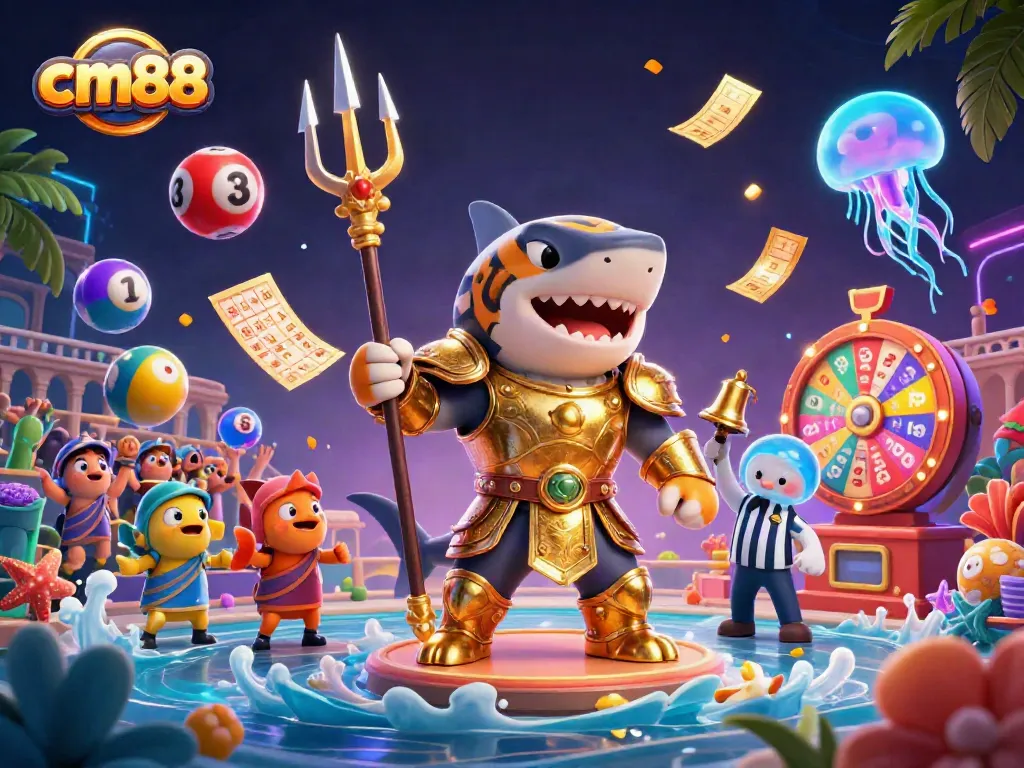 Engage with cm88 in a vibrant casino scene featuring an underwater colosseum with dynamic elements.