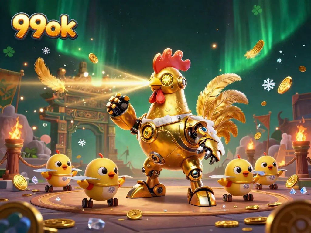 99ok enhances the thrills with a golden rooster robot engaging players in dynamic betting experiences.
