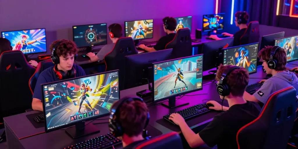 Exciting gaming scene with players enjoying A80 platform games on various devices.