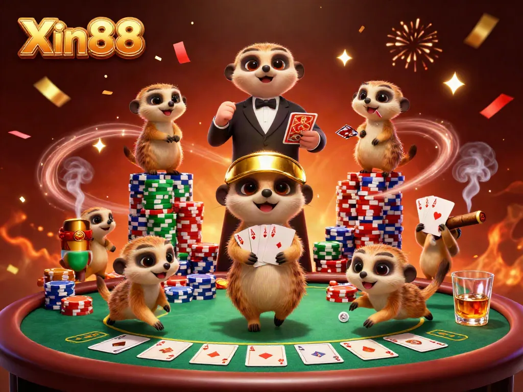 Experience thrilling action at Xin88's dynamic casino run by playful meerkats in an exciting 3D scene.