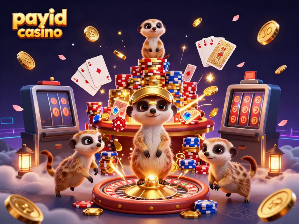 Experience the excitement of the payid casino with energetic meerkats in a vibrant fantasy setting.