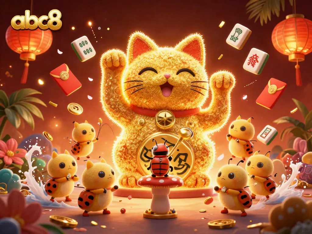 Experience the abc8 online casino magic with vibrant golden symbols in a stunning 3D casino illustration.