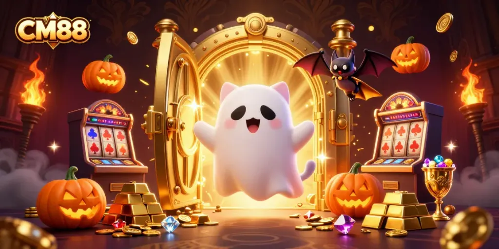 CM88 showcases an exciting ghostly casino scene with floating characters and treasure-filled elements.