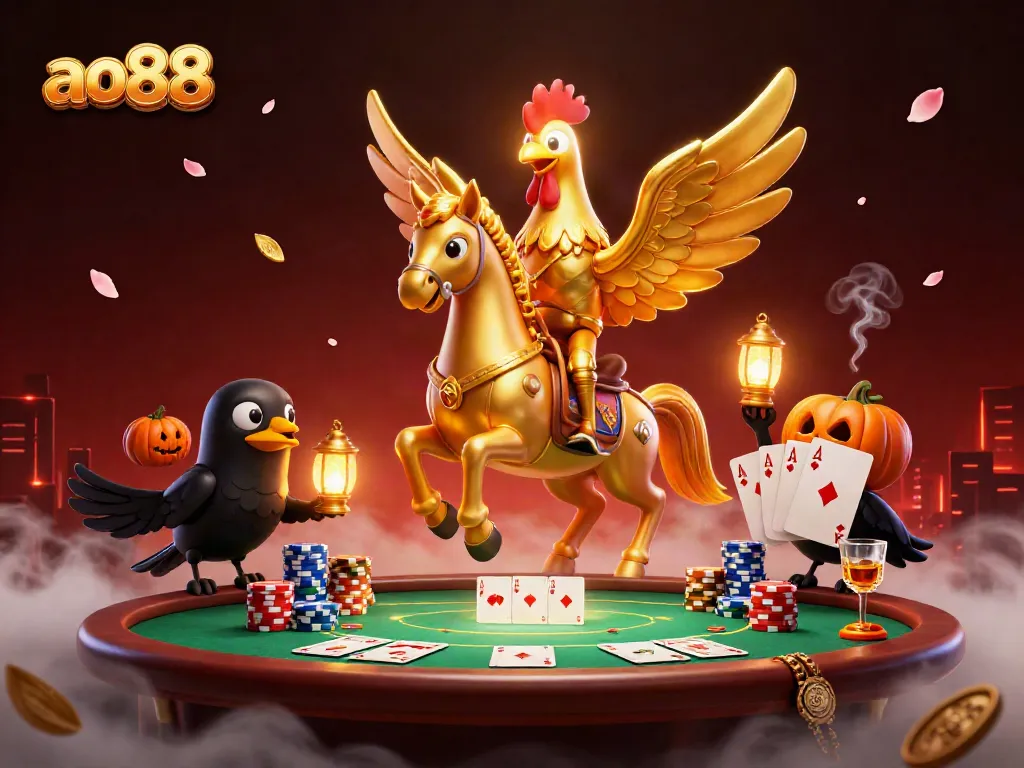 Experience the thrill of ao88 as the golden rooster takes on the casino realm.