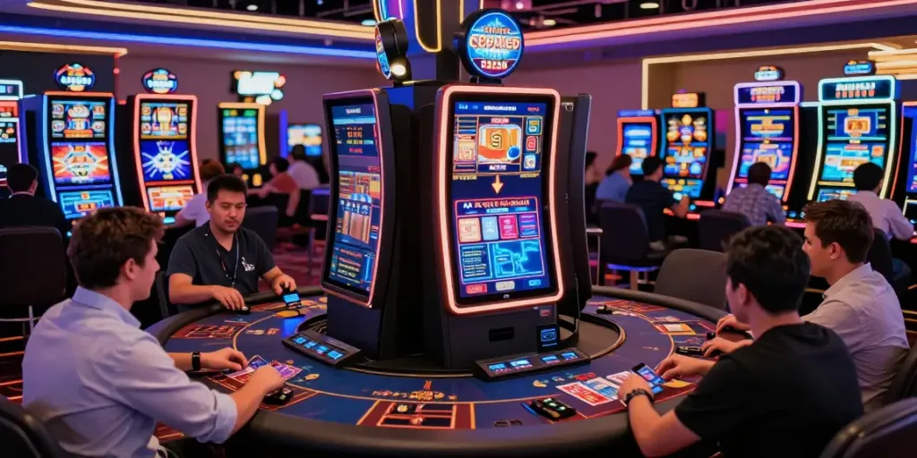 Players exploring the best credit card casinos in an exciting online gaming environment