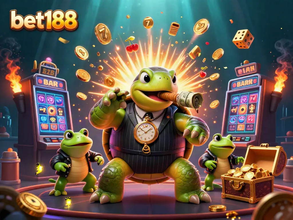 Experience the thrilling bet188 gameplay with fun characters, exciting slot machines, and festive effects.