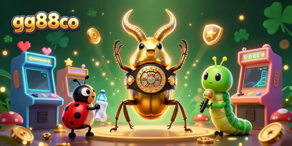Engage with gg88co's vibrant casino experience through a dynamic scene of colorful 3D characters and gaming elements.