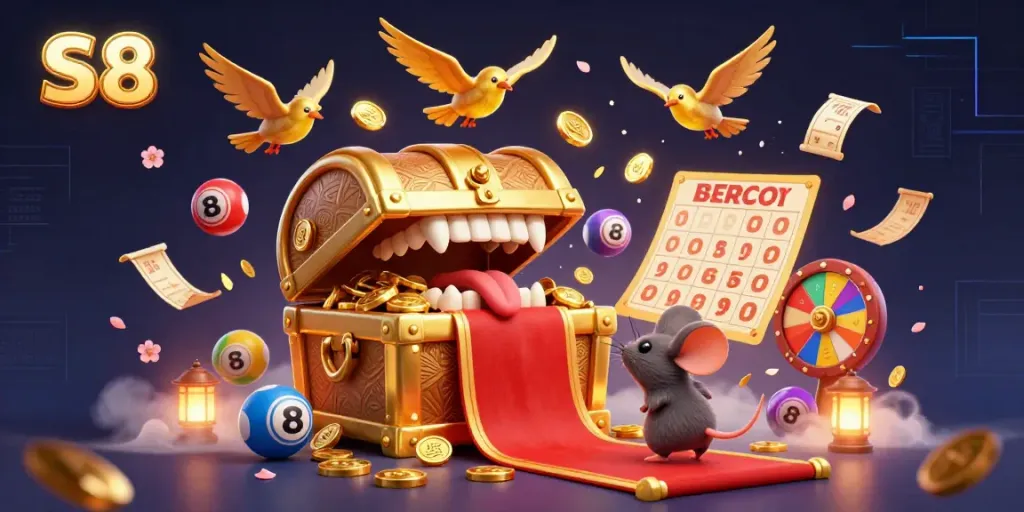 Engage with S8 casino game excitement through a vibrant scene featuring thrilling lottery elements.