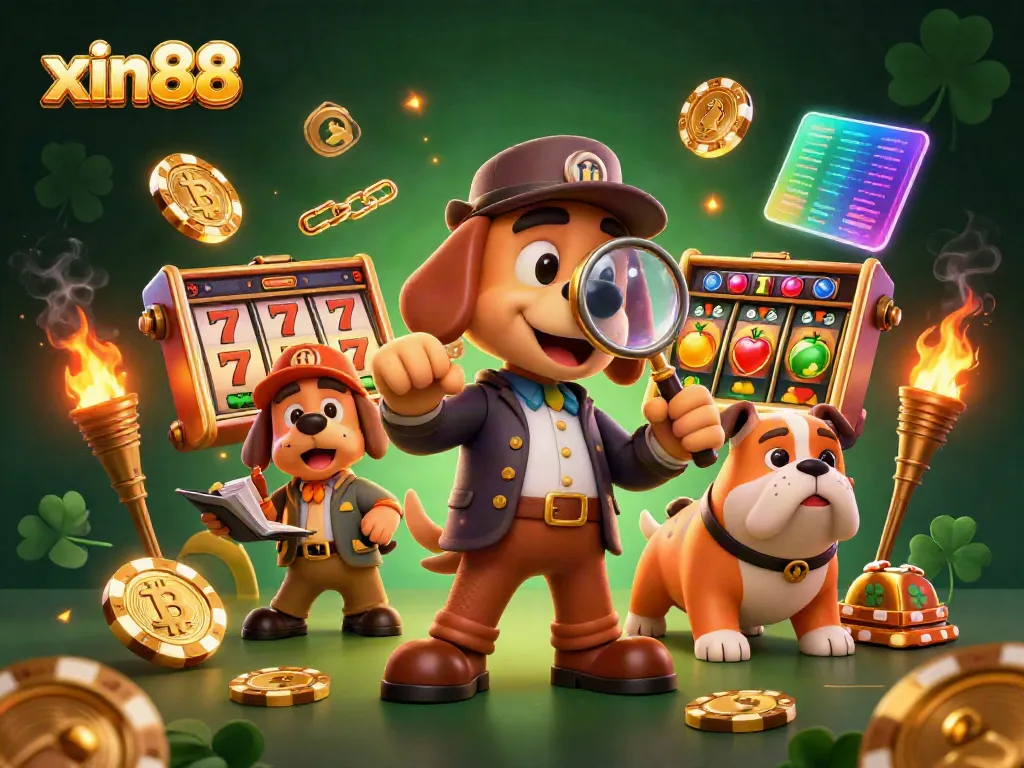 Spin to win with xin88 as a cartoon detective solves the jackpot mystery.