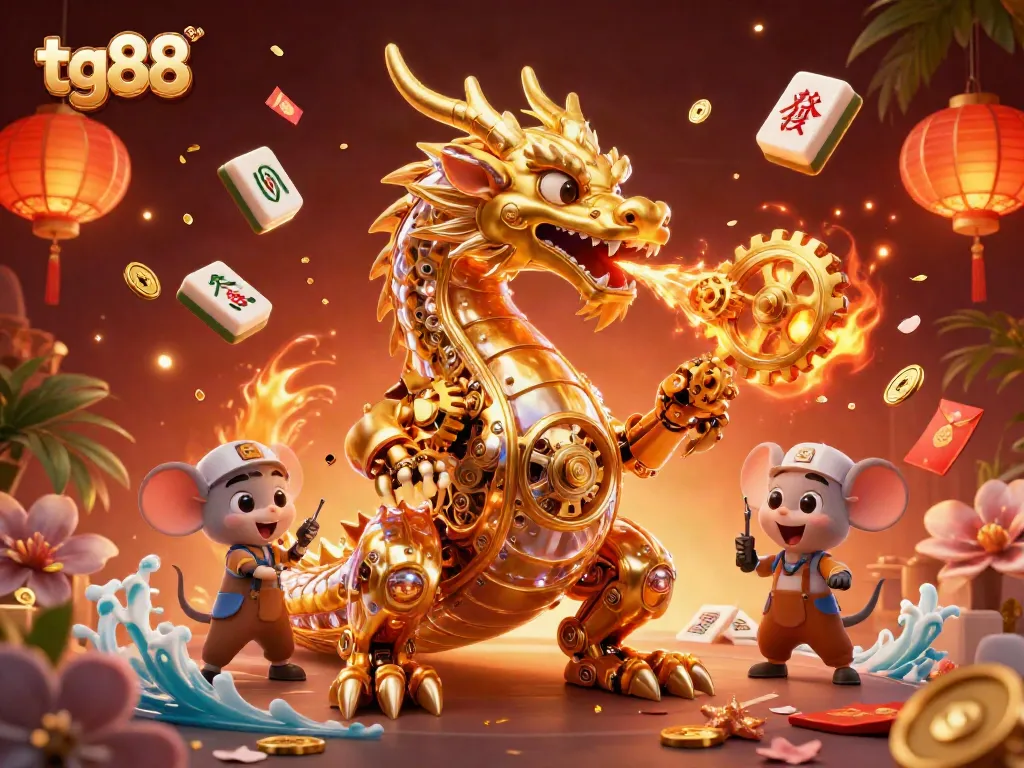 Experience the thrill of tg88 with a golden dragon and vibrant game elements.