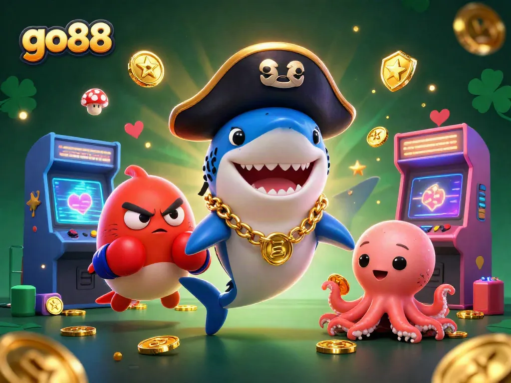 Trải nghiệm sòng bạc GO88 với cá mập cướp biển 3D, cá nóc giận dữ và bạch tuộc đáng yêu.
