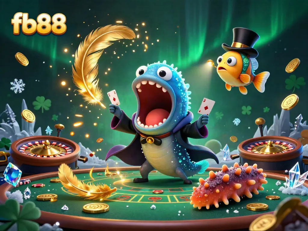 Engage with fb88’s exhilarating magic act, showcasing unique characters in a vibrant casino setting.