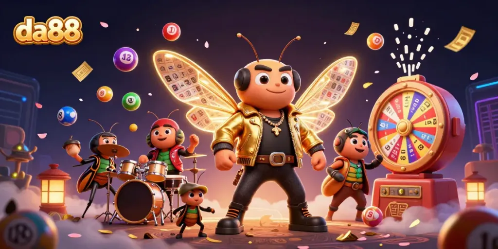 Experience thrilling gameplay at DA88, with vibrant characters in a dynamic casino scene.